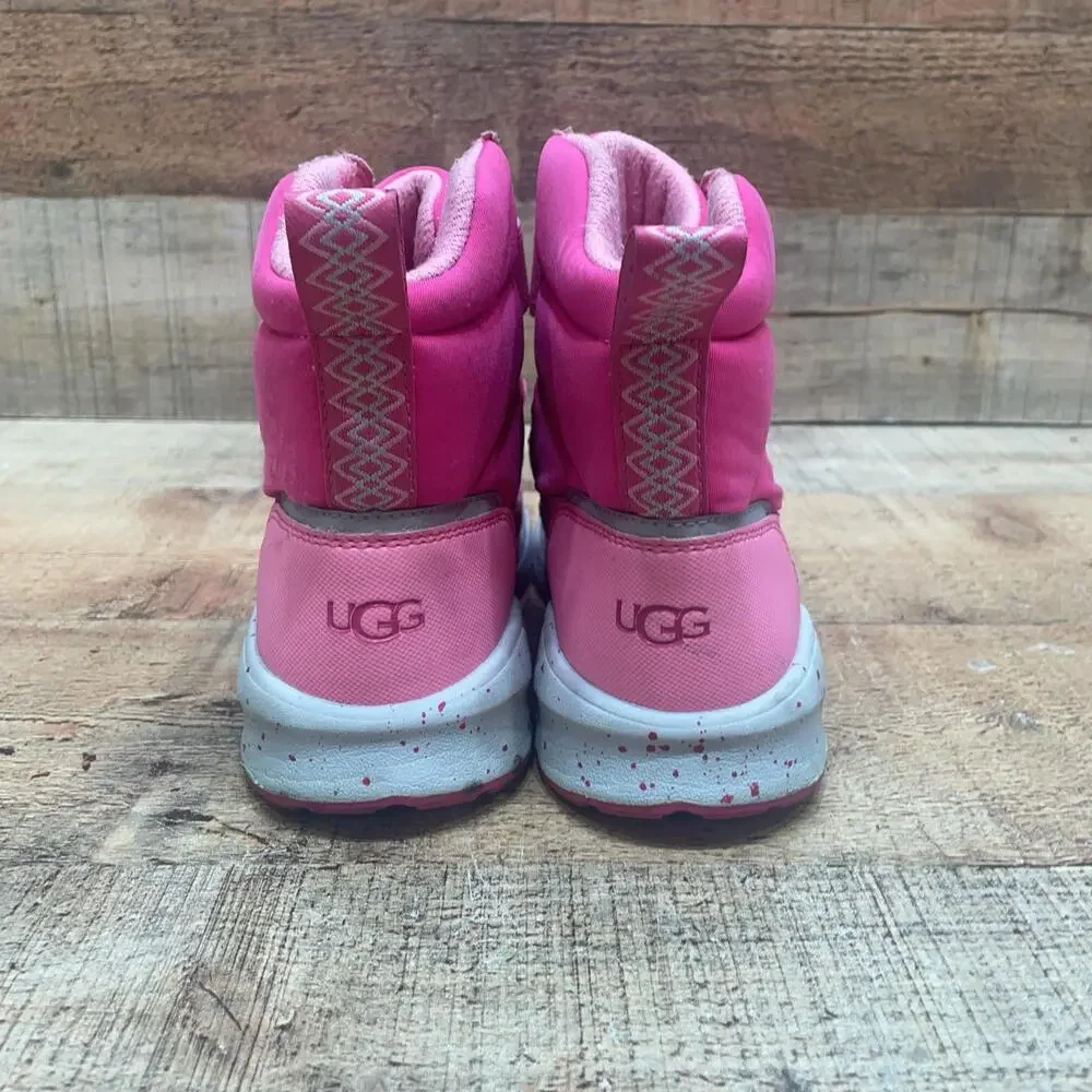 UGG Snow Boots Kids Size 1 32.5 Pink Insulated Hook & Loop Ankle Winter 1157576K